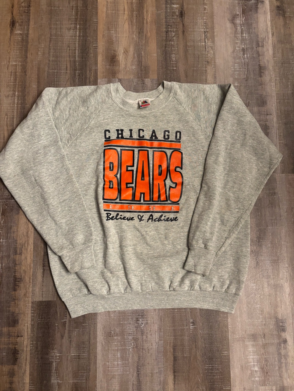 Vintage 90s Chicago Bears Sweatshirt Fruit of the Loom Crewneck Gray Mens XL NFL
